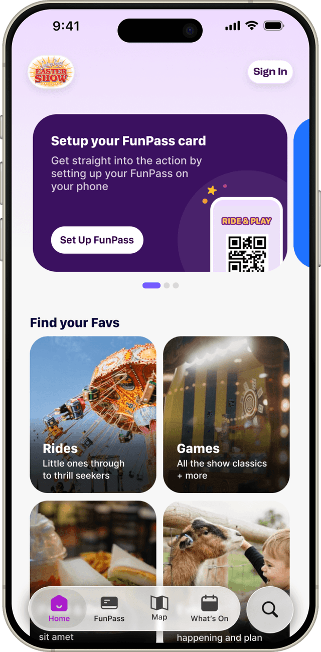 Ludo visitor app on iPhone — event schedule, venue map, and digital wallet